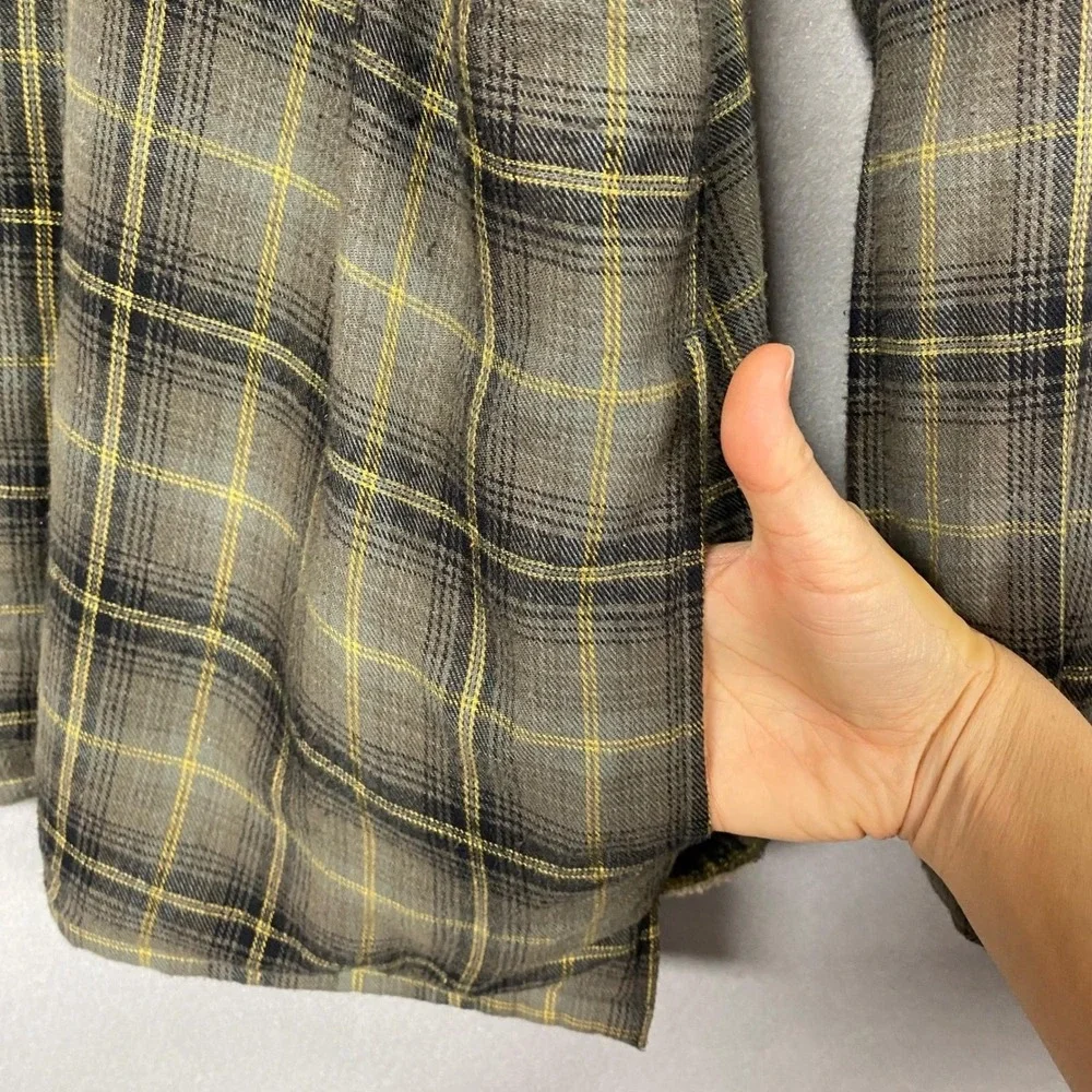Wolverine Mens XXL Jacket Gray Plaid Fleece Lined Flannel Shacket Zip Up Warm